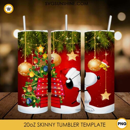 Snoopy Christmas Tumbler Template PNG File Digital Download