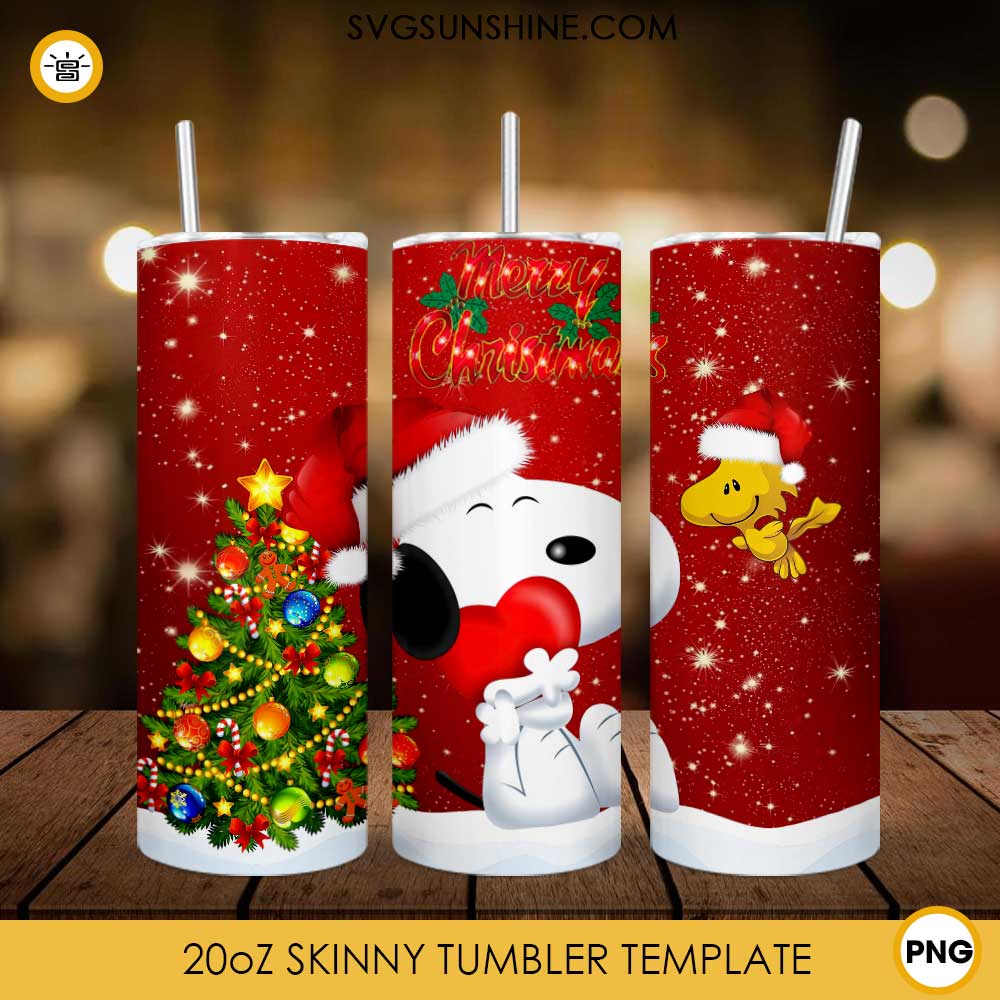 Snoopy Merry Christmas 20oz Tumbler PNG File Digital Download