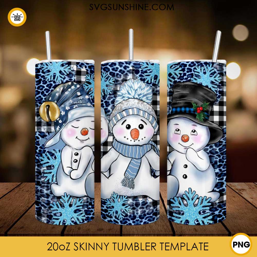 Snowman 20oz Skinny Tumbler PNG, Snowman Christmas Tumbler PNG File Digital Download
