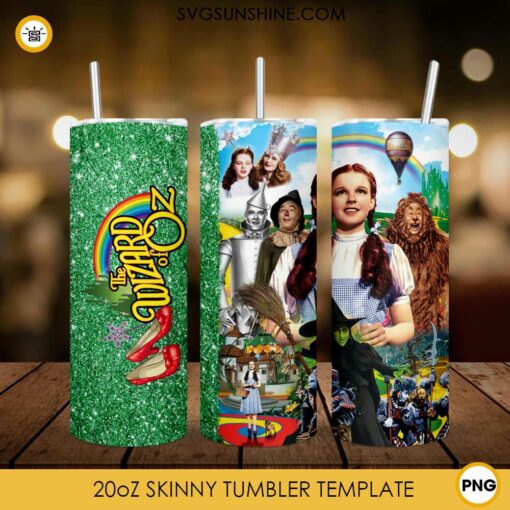 The Wizard Of Oz 20oz Skinny Tumbler Template PNG, Wizard Of Oz Tumbler Template PNG File Digital Download
