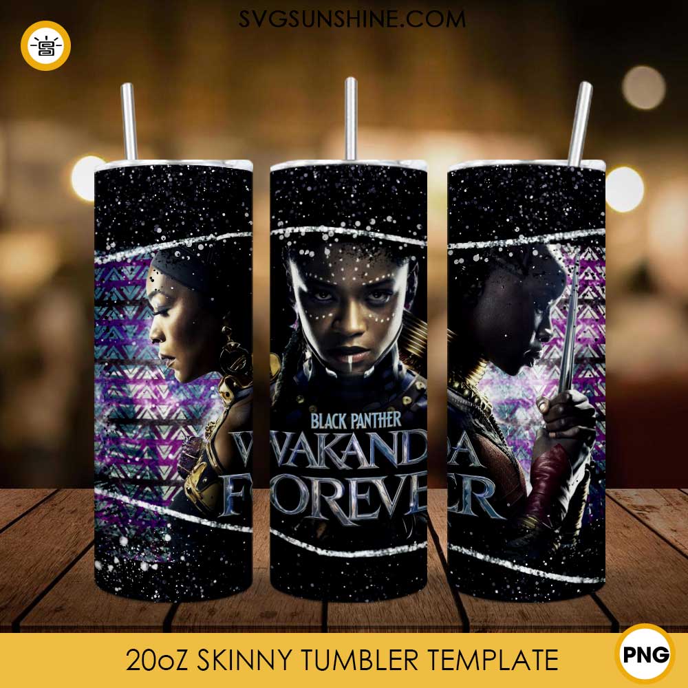 Black Panther Wakanda Forever 2022 Tumbler PNG, Wakanda Forever Black Panther 20oz Skinny Tumbler PNG Digital Download