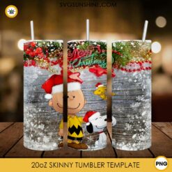 Charlie Brown And Snoopy Christmas 20oz Skinny Tumbler PNG, Snoopy Christmas Tumbler PNG File Digital Download