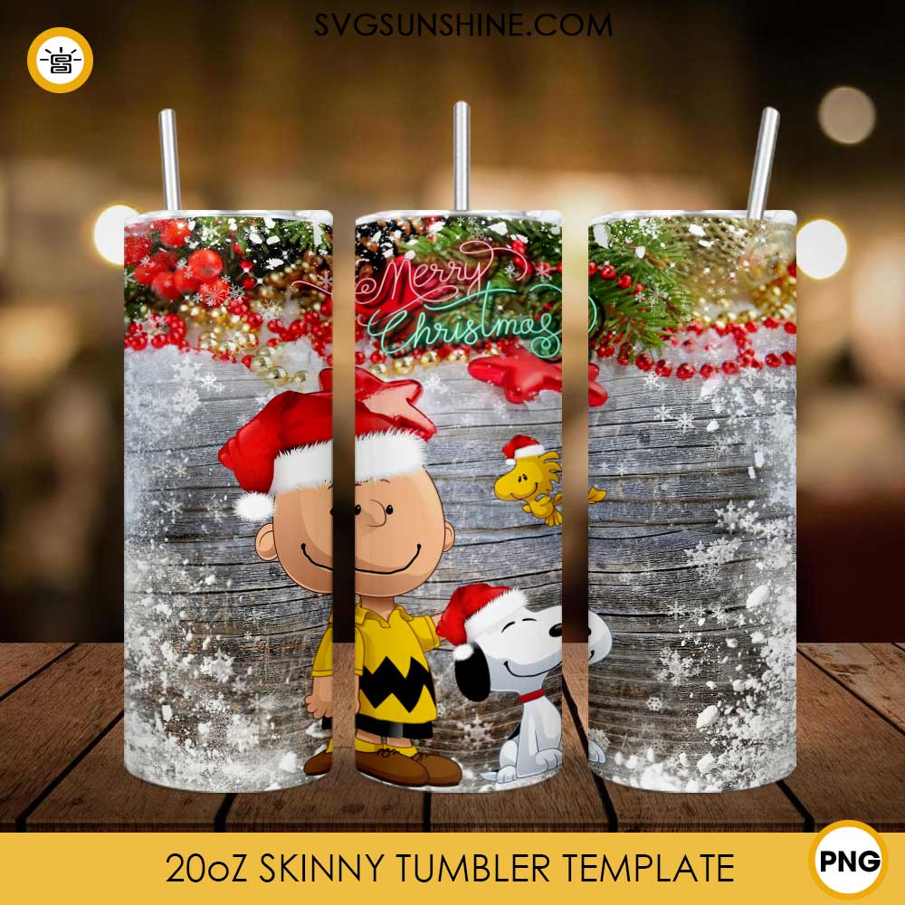 Snoopy Peanuts Tumbler Wrap PNG, Christmas Holiday 20oz