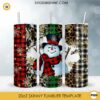 Christmas Buffalo Plaid And Leopard Snowman 20oz Tumbler PNG File Digital Download