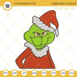 Grinch Embroidery Design, Grinch Santa Christmas Embroidery Design File