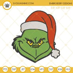 Grinch Santa Hat Christmas Embroidery Design File