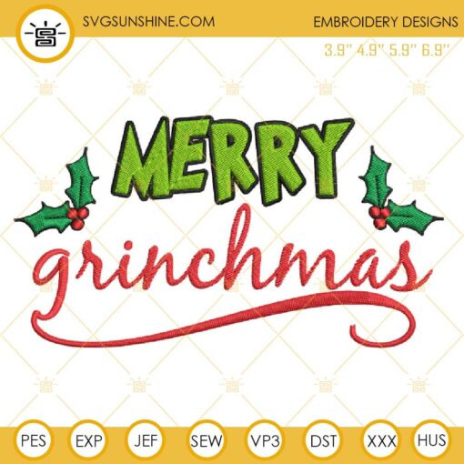 Merry Grinchmas Embroidery Design File