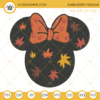 Fall Minnie Thanksgiving Embroidery Design, Fall Leaves Embroidery Design File