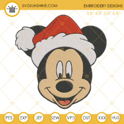 Mickey Santa Hat Christmas Embroidery Design File