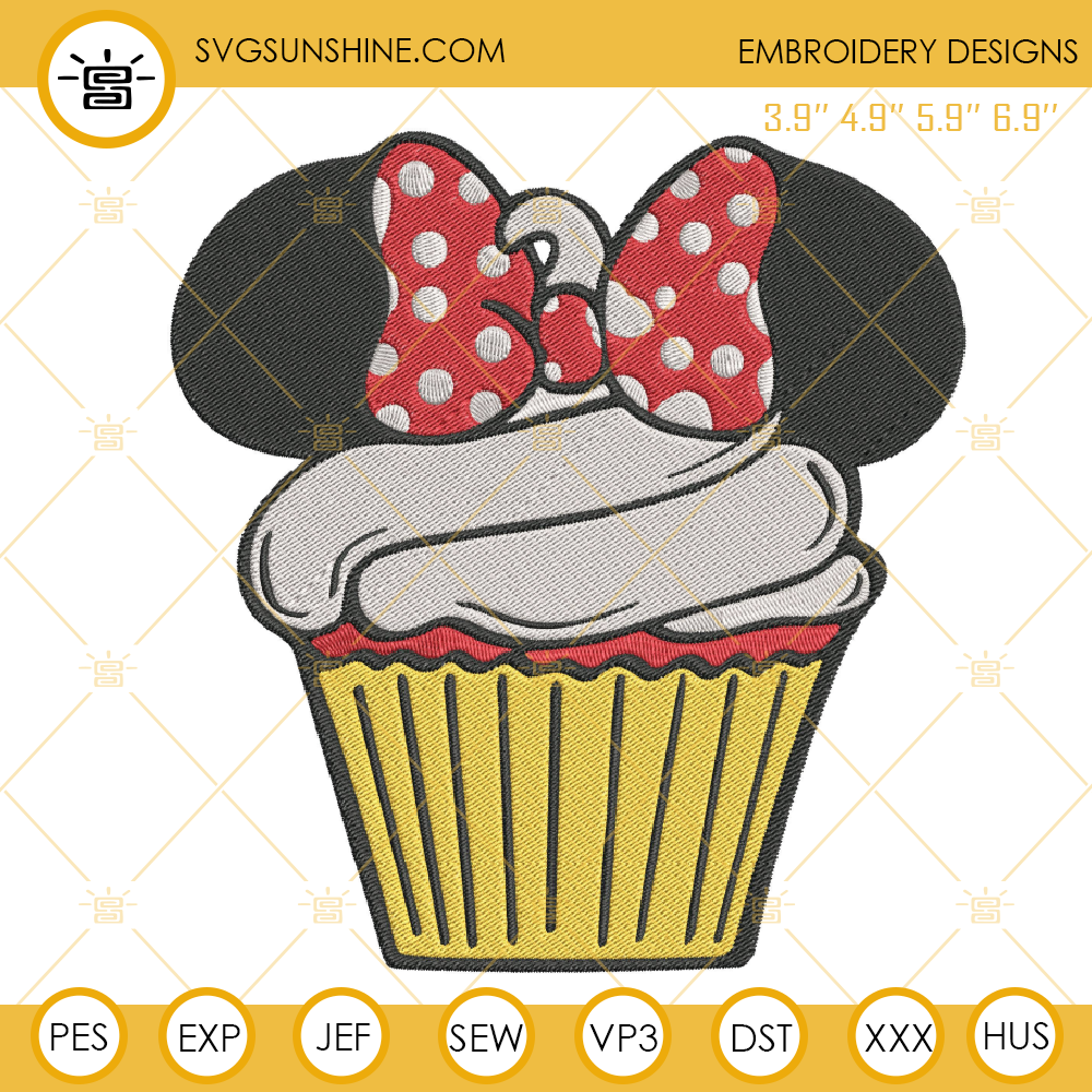 Minnie Cupcake Machine Embroidery Design File