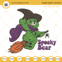 Spooky Bear Witch Embroidery Design, Halloween Care Bear Embroidery Design File