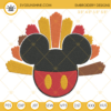 Turkey Mickey Embroidery Design, Thanksgiving Embroidery Design File