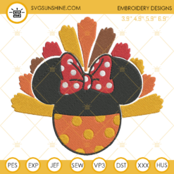 Turkey Minnie Thanksgiving Embroidery Design File