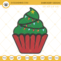 Cupcake Christmas Tree Embroidery Design File