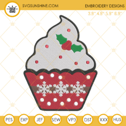 Cupcake Snowflake Christmas Embroidery Design File