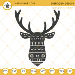 Deer Reindeer Christmas Embroidery Design File