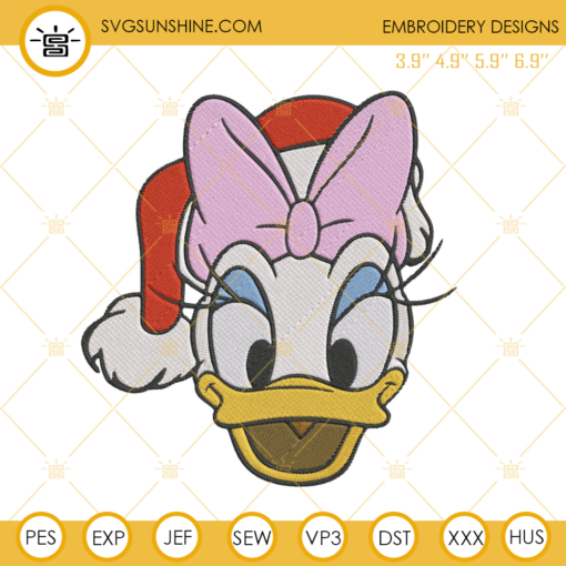 Daisy Duck Santa Hat Christmas Embroidery Design File