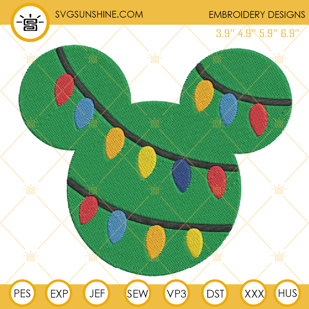 Mickey Christmas Lights Embroidery Files
