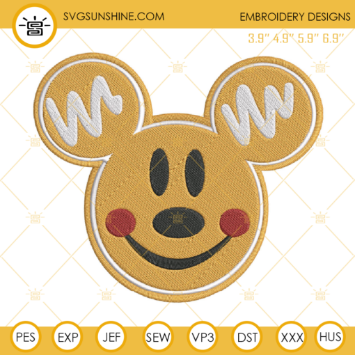 Mickey Gingerbread Christmas Embroidery Design File