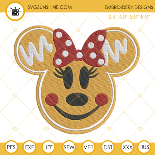 Minnie Gingerbread Christmas Embroidery Design File