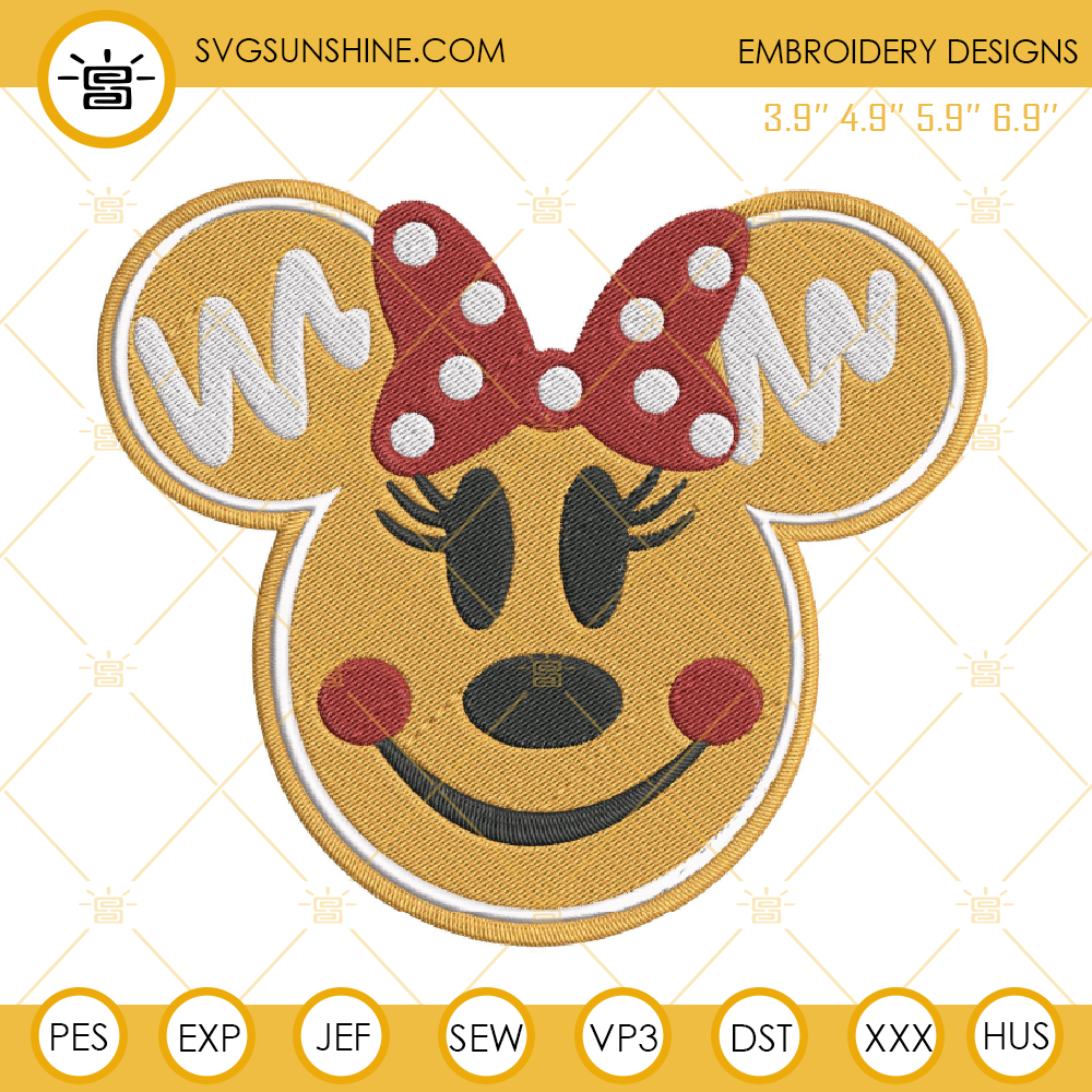 Minnie Gingerbread Christmas Embroidery Design File
