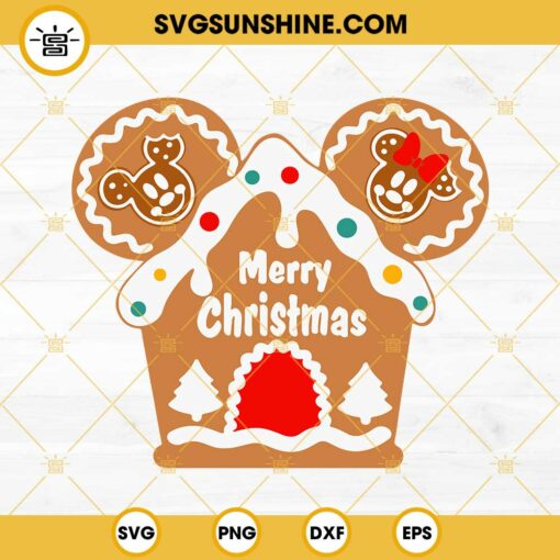 Mouse Ears Gingerbread House SVG, Disney Gingerbread Christmas SVG PNG DXF EPS Cricut