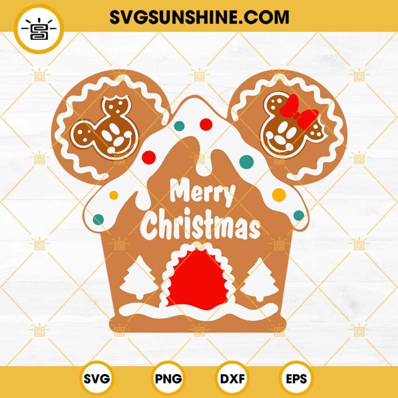 Mouse Ears Gingerbread House SVG, Disney Gingerbread Christmas SVG PNG