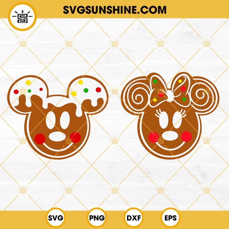 Mouse Head Gingerbread Christmas SVG Bundle, Mickey Minnie Gingerbread