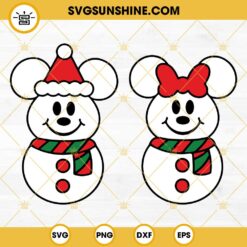 Mouse Snowman Christmas SVG, Disney Mickey Minnie Snowman SVG, Snowman SVG Bundle