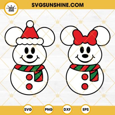 Mouse Snowman Christmas SVG Disney Mickey Minnie Snowman SVG Snowman SVG Bundle