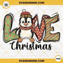 Penguin Love Christmas PNG File Digital Download