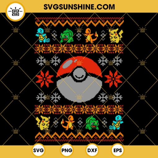 Pokemon Ugly Christmas Design SVG, Pokemon Christmas SVG PNG DXF EPS Cut Files