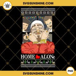 Post Malone Home Alone Ugly Christmas Sweater PNG, Post Malone Christmas PNG