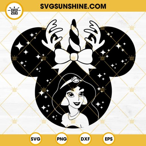 Princess Jasmine Christmas SVG, Disney Princess Christmas SVG, Mouse Ear Jasmine SVG