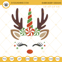Reindeer Unicorn Christmas Embroidery Design File