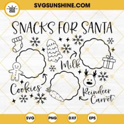 Snacks For Santa SVG, Santa Tray SVG, Christmas Tray SVG, Cookies Milk Reindeer Carrot SVG PNG DXF EPS Cut Files