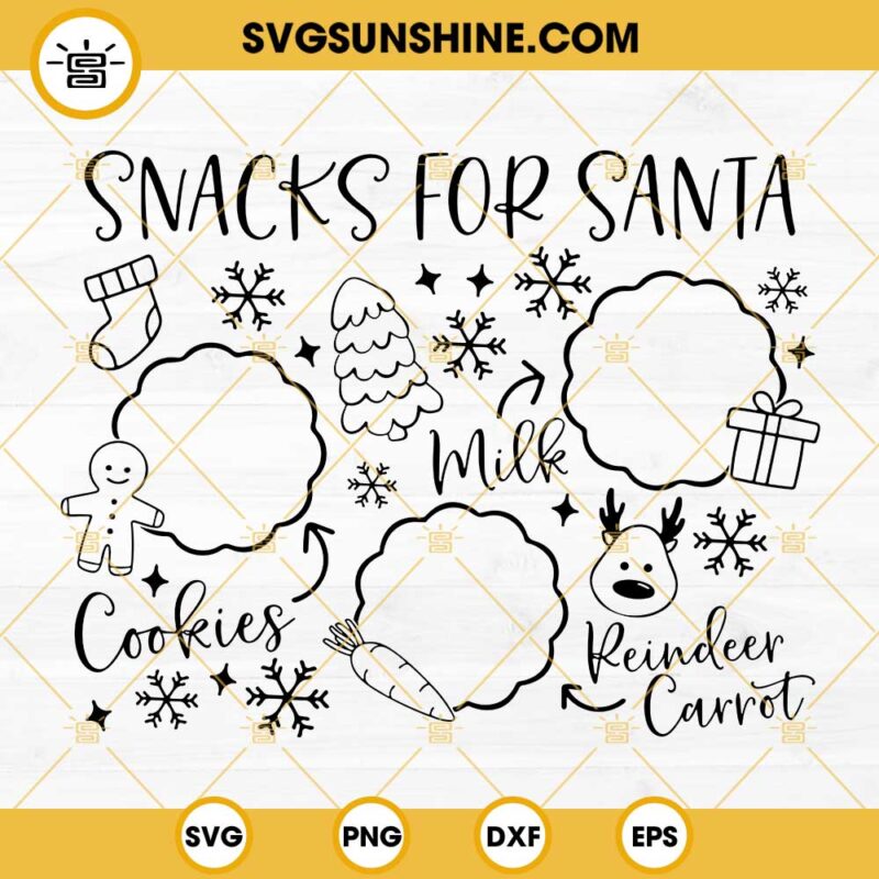 Snacks For Santa SVG, Santa Tray SVG, Christmas Tray SVG, Cookies Milk