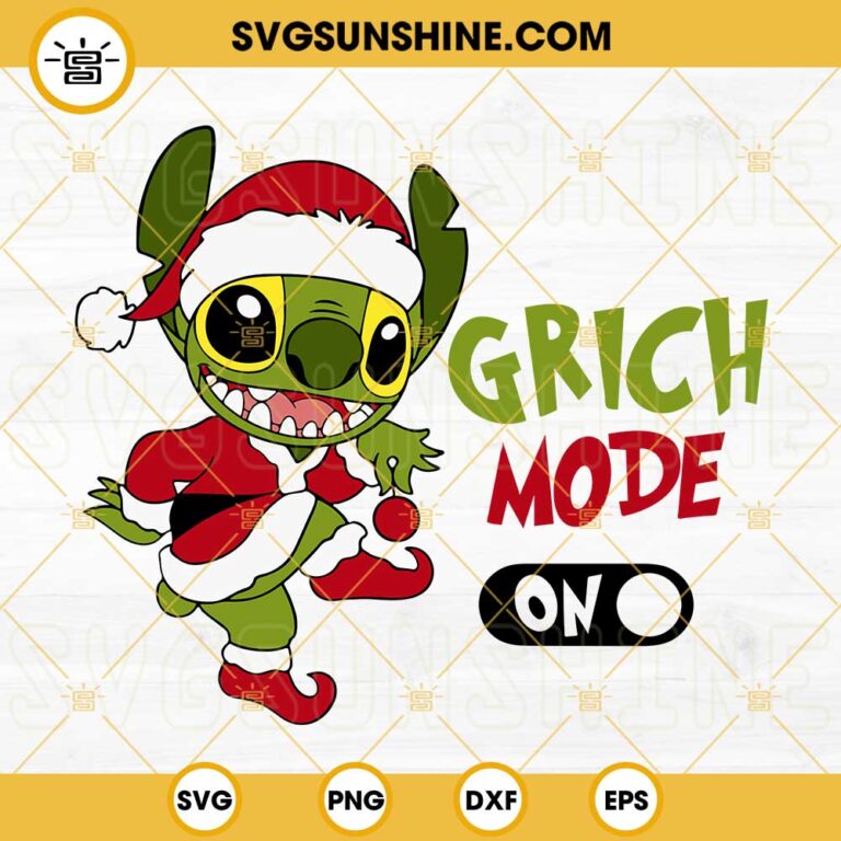 Stitch Grinch Christmas SVG, Grinch Mode On SVG, Xmas Stitch Santa