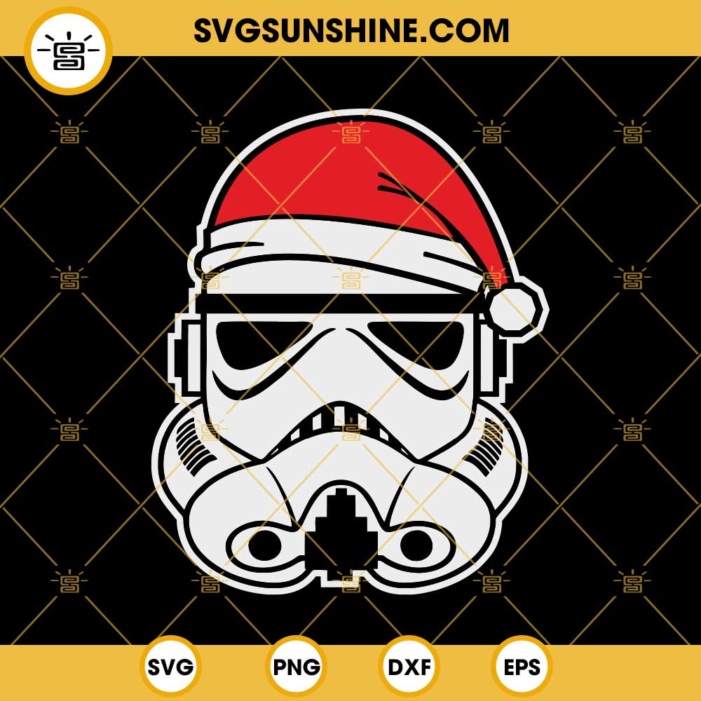 Storm Trooper With Christmas Hat SVG, Star Wars Merry Christmas SVG PNG DXF EPS Cut Files