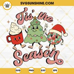 Tis The Season Christmas Hippie Mini Van SVG, Groovy Christmas SVG, Hippie SVG PNG DXF EPS Instant Digital Download