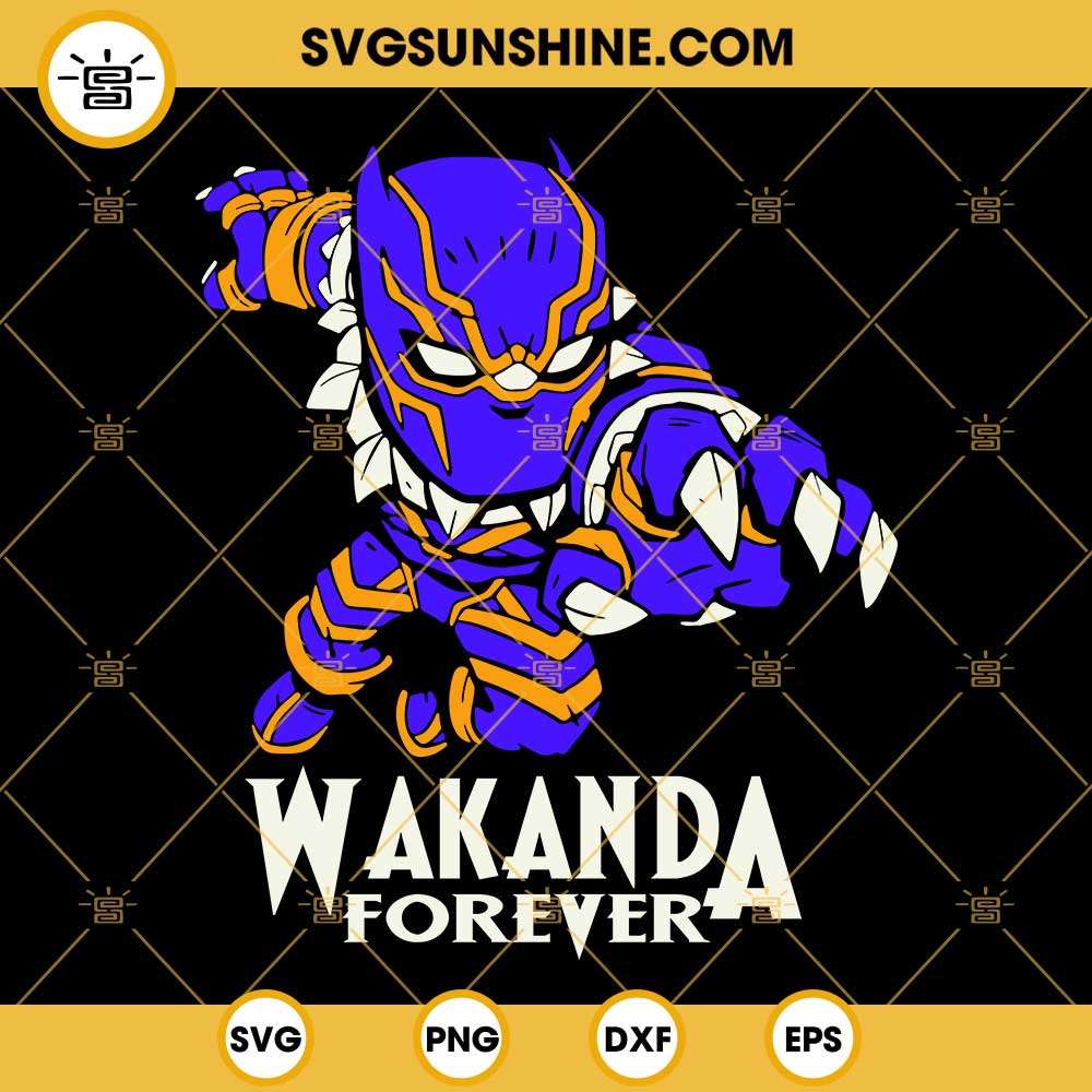 Black Panther Wakanda Forever SVG, Chibi Black Panther 2 SVG, Wakanda Forever SVG PNG DXF EPS Cut Files