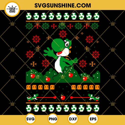 Yoshi Super Mario Ugly Christmas Sweater SVG PNG DXF EPS Cut Files