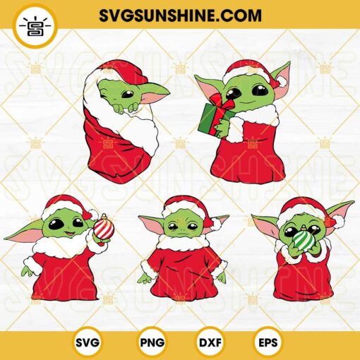 Baby Yoda Christmas SVG Bundle, Baby Yoda Santa Claus SVG, Christmas SVG PNG DXF EPS