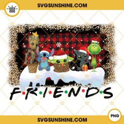 Christmas Friends PNG, Disney Friends Christmas PNG, Grinch Baby Yoda Stitch Christmas PNG