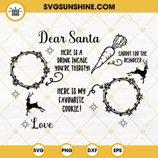 Dear Santa Cookie Tray SVG, Dear Santa Tray SVG, Milk And Cookies Reindeer SVG