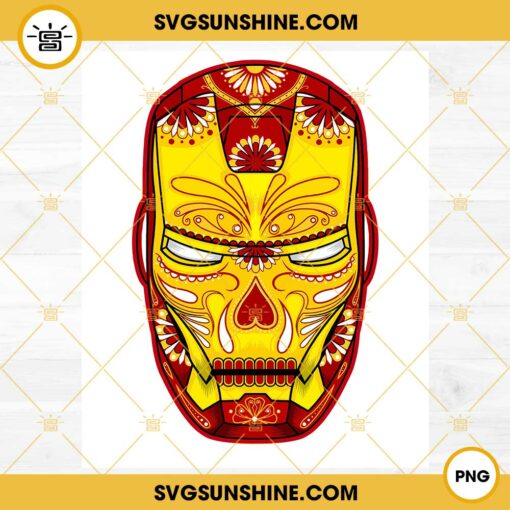 Iron Man Sugar Skull PNG, Day Of The Dead Iron Man  PNG Vector Clipart Digital Download
