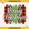 Leopard And Buffalo Plaid Merry Christmas PNG File Digital Download