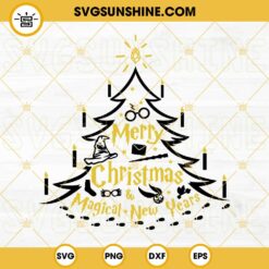 Merry Christmas And Magical New Years SVG, Harry Potter Christmas Tree SVG PNG DXF EPS Cut Files