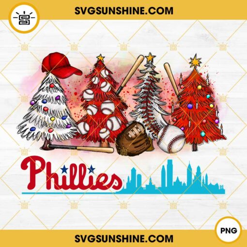 Christmas Phillies Baseball PNG, Philadelphia Phillies Baseball Christmas PNG File Digital Download