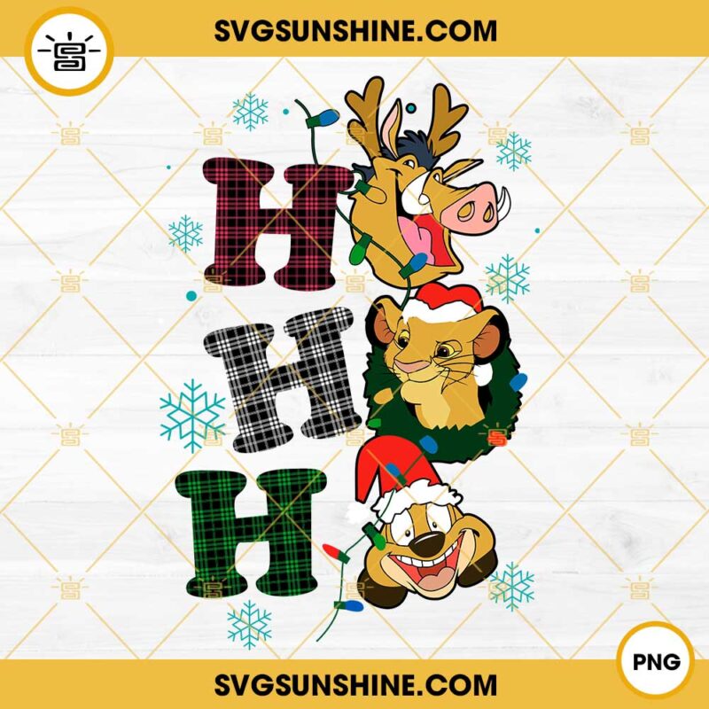 Lion King Ho Ho Ho Christmas PNG, Simba Pumbaa Timon Merry Christmas PNG